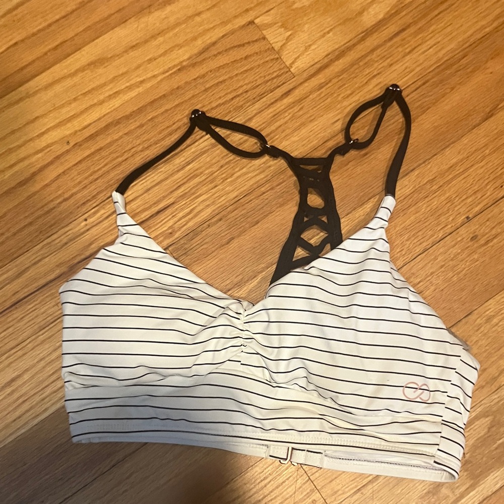 CALIA by Carrie Underwood Black and White Striped Bikini Top